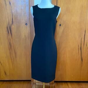 Armani Collezioni Classic Black Midi Dress LBD Neoprene Sleeveless Closet Staple